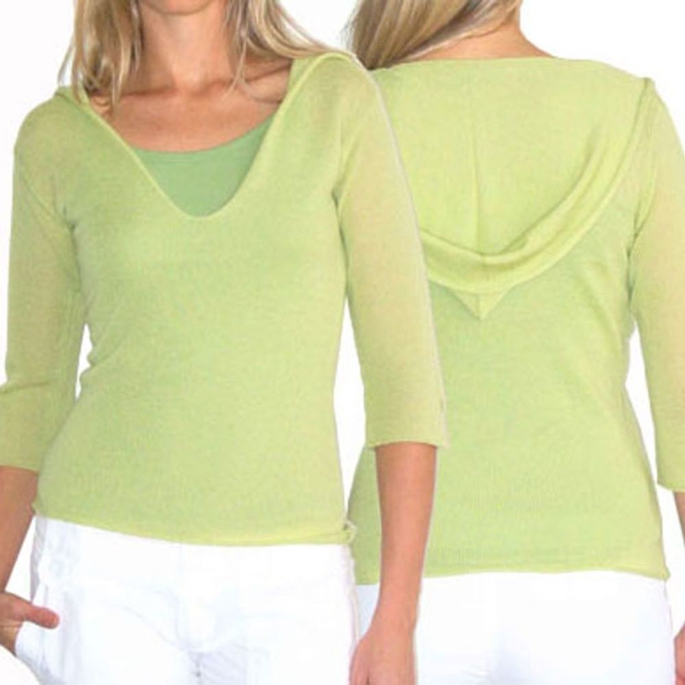Lily McNeal 3/4 Sleeve Solid Hoodie Sweater